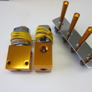 Lowrider Hydraulics Two (2) Delta Dumps, Anodized Golden Body + Ext & Switch Kit