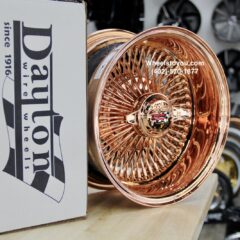 Rose Gold 24kt Genuine Dayton Stamped 14×7″ 100 Spoke Lowrider Wire Wheels New 4