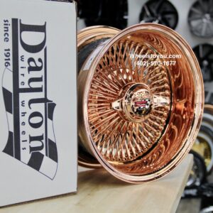 Rose Gold 24kt Genuine Dayton Stamped 14×7″ 100 Spoke Lowrider Wire Wheels New 4