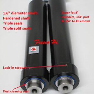 Lowrider Hydraulics Super Fat 8″ Cylinders, Black, 3/4″ Port & Elbows Kit, Hop