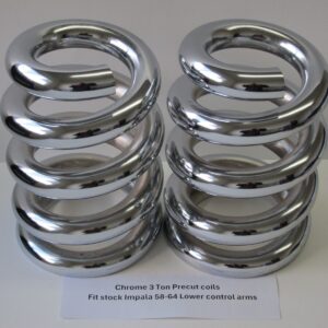 Lowrider Hydraulics 3 Ton Coil Springs, Precuts, Chrome, Impala 58-64, Front