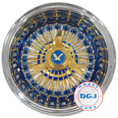 Dgj Wheels 14×7 Rev 72 Straight Lace Candy Blue & Gold Lowrider Wire Wheel Rims