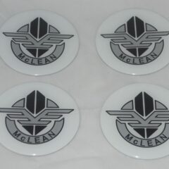 4 – White Mclean Wire Wheel Rim Center Cap Round Sticker Logo 2.50″ 63.5mm Dia