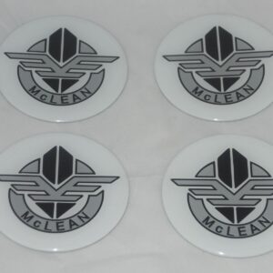 4 – White Mclean Wire Wheel Rim Center Cap Round Sticker Logo 2.50″ 63.5mm Dia
