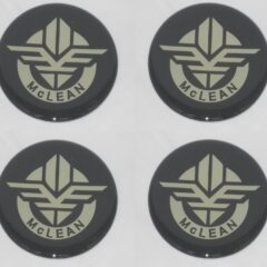 4 – Black 2.50″ 63.5mm Dia Mclean Wire Wheel Rim Center Cap Round Sticker Logo