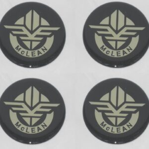 4 – Black 2.50″ 63.5mm Dia Mclean Wire Wheel Rim Center Cap Round Sticker Logo
