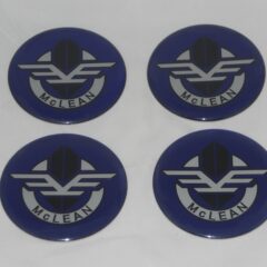 4 Purple Mclean Wire Wheel Rim Center Cap Round Sticker Logo 2.50″ 63.5mm Dia