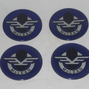 4 Purple Mclean Wire Wheel Rim Center Cap Round Sticker Logo 2.50″ 63.5mm Dia