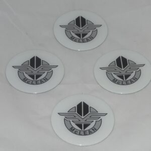 4 – White Mclean Wire Wheel Rim Center Cap Round Sticker Logo 2.75″ 70mm Dia