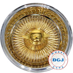 15×7 Rev 100 Spokes Center Gold Lowrider Wire Wheel Rims