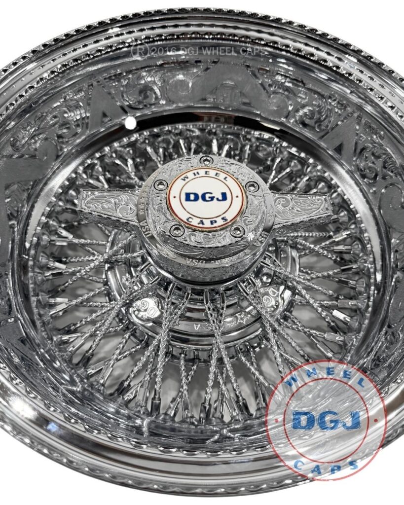 DGJ 14x7 Rev 72 CL Diamond Spokes Engraved All Chrome Lowrider Wire ...