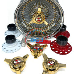 14×7 Zenith Style Lowrider Wire Wheels 100 Spoke Gold Nipples, Hub, Ring And Ko