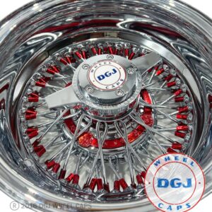 Dgj Wheel 14×7 Rev 72 Cross Lace Candy Red Nip & Hub Ring Lowrider Wire Wheels