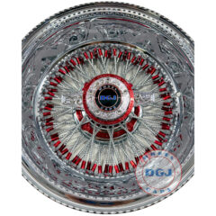 Dgj 14×7 Rev 72 Cl Dmnd Spokes Engraved Candy Red & Chrome Lowrider Wire Wheels