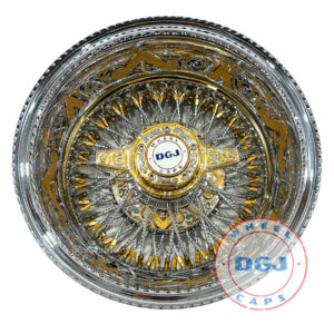 Dgj 14×7 Two Tone Engraved Rev 72 Cross Lace Diamond Spokes Lowrider Wire Wheel
