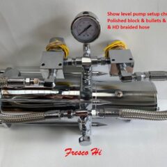 Lowrider Hydraulics Chrome Pump #11 Gear, 1/2″ Polished Block, Gauge & Bullets