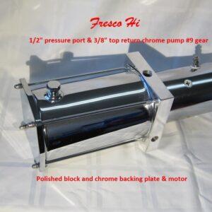 Lowrider Hydraulics Pump #9 Gear, 1/2″ Block, Chrome Plate & Motor, Side Return