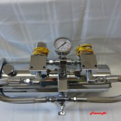 Lowrider Hydraulics Chrome 1 Pump 2 Dump, #9 Gear, 1/2″ Block, Gauge, Chevy, New