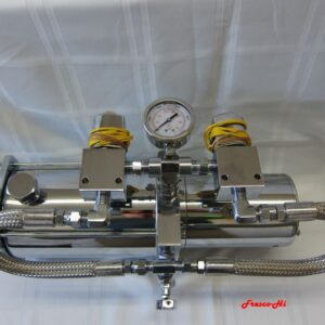 Lowrider Hydraulics Chrome 1 Pump 2 Dump, #9 Gear, 1/2″ Block, Gauge, Chevy, New