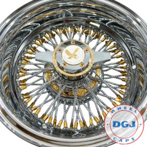 Dgj Wheels 13×7 Rev 72 Diamond Spokes Gold Nip+hub Ring Lowrider Wire Wheels