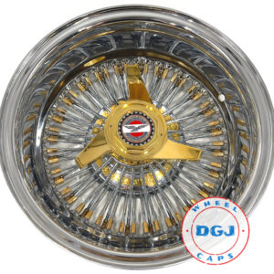 DGJ WHEEL 13×7 Rev 72 Straight Gold Nipples & Hub Ring Lowrider Wire Wheels