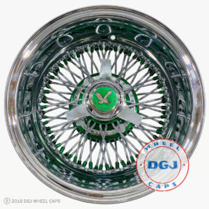 DGJ WHEEL 13×7 Rev 72 Cross Lace Candy Green Nipples & Hub Lowrider Wire Wheels