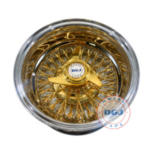 DGJ Wheels 13×7 Rev 72 Spokes Cross Lace Center Gold Lowrider Wire Wheel Rims