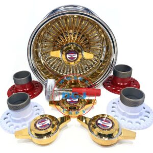 13×7 Zenith Style Rev 72 Straight Spokes Center Gold Lowrider Wire Wheel Rims