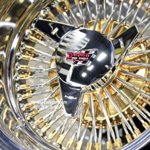 24kt Gold Genuine Dayton Stamped 13×7″ 72 Spoke Lowrider Wire Wheels New Set of4