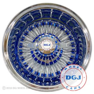 Dgj 13×7 Rev 72 Straight Candy Blue Nip + Hub & Chrome Ring Lowrider Wire Wheels