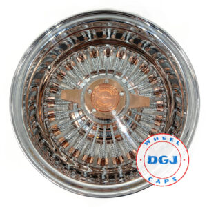 Zenith Style 13×7 Rev 72 Straight Rose Gold+Diamond Spokes Lowrider Wire Wheels