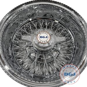 DGJ 13×7 Rev 72 CL Diamond Spokes Engraved All Chrome Lowrider Wire Wheel Rims