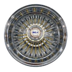 13×7 Zenith Style Rev 72 White HR+ Gold & Diamond Spokes Lowrider Wire Wheels