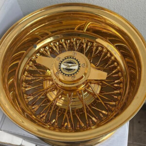 *13×7 Zenith Style Reverse 72 Cross Lace All Gold Lowrider Wire Wheel Rims