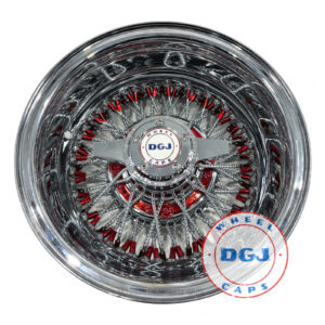 Dgj Wheels 14×7 Rev 72 Diamond Spoke Candy Red Nip+hub Ring Lowrider Wire Wheels