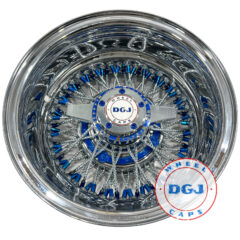 DGJ WHEEL 13×7 Rev 72 CL Diamond Spokes, Blue Nip&Hub Ring Lowrider Wire Wheels