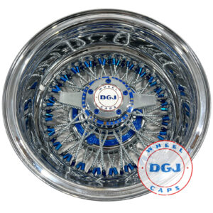 Dgj Wheel 13×7 Rev 72 Cl Diamond Spokes, Blue Nip&hub Ring Lowrider Wire Wheels