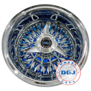 DGJ 13×7 Rev 72 CL Diamond & Candy Blue Spokes, Nip & HR Lowrider Wire Wheels