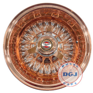 13×7 Zenith Style Rev 72 Cross Lace Rose Gold & Chrome Lowrider Wire Wheel Rims