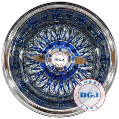 DGJ WHEEL 13×7 Rev 72 Cross Lace Blue Spokes & Hub Ring Lowrider Wire Wheel Rims