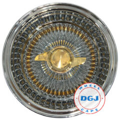 DGJ WHEEL 13×7 Rev 100 Spoke Gold Nipples & Hub Ring Lowrider Wire Wheels