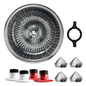 14×7 Rev 100 Spoke Straight Lace Lowrider Wire Wheels, Bullet Ko Caps, Set Of 4