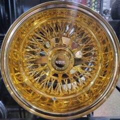 13×7 Luxor Rev 72 Spoke Cross lace All Gold Lowrider Wire Wheel Rims