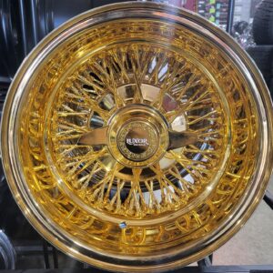 13×7 Luxor Rev 72 Spoke Cross lace All Gold Lowrider Wire Wheel Rims