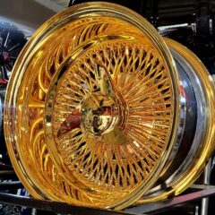 13×7 Luxor Rev 100 Spoke All Gold Lowrider Wire Wheel Rims