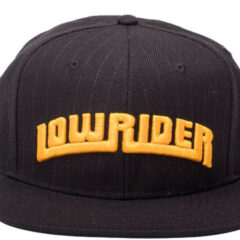 Lowrider Hat Cap Black Pinstripe Arch Logo Snap Back
