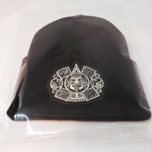 Mens Chicano Lowrider Hat Aztec Custom Design Winter Beanie Silver & Black