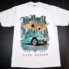 Lowrider T-shirt Let’s Cruise Urban Streetwear Men’s 100% Cotton Tee White New